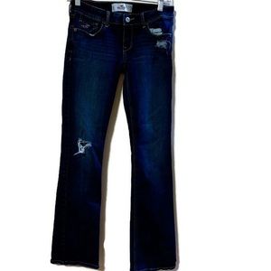 Hollister Dark Wash Flare Boot 3R Jeans Distressed